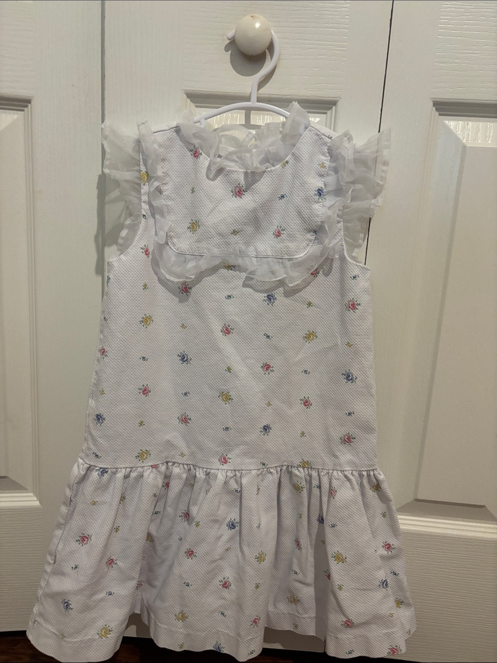 Janie and Jack White Dress with Pink, Blue, and Yellow Floral Print